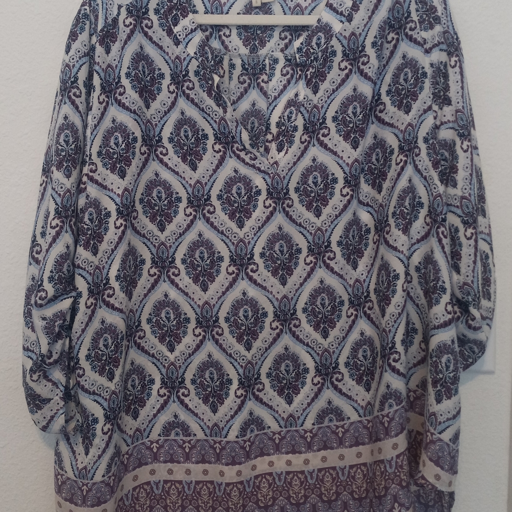 Cato Blue and Purple Patterned Blouse